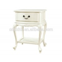 French Luxury  shabby chic wooden bedroom furniture white night table bedside