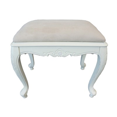 French Shabby chic style carved wooden dresser stool